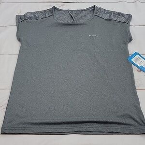 COLUMBIA Omni Shade Sun Protection Lacer Cut Out Gray size Small Shirt